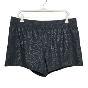 MARIKA Power Embossed Woven Shorts Pull On Elastic Waist Sz XLarge Black Cheetah